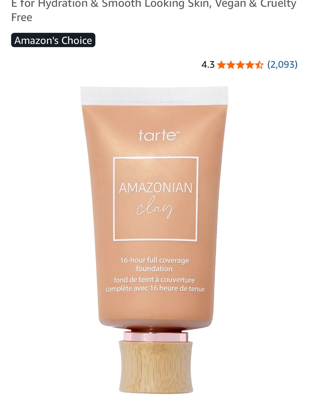 tarte Amazonian Clay Full Coverage Foundation - tan- deep sand shade